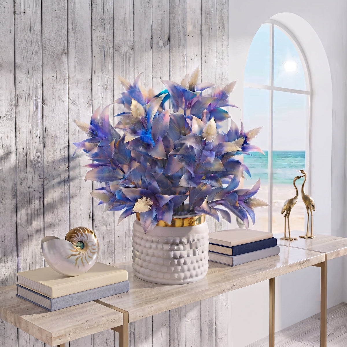 Decorative Artificial Blue Flower Pot