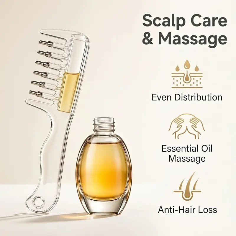Transparent Scalp Massage Comb Liquid Guide Hair Applicator