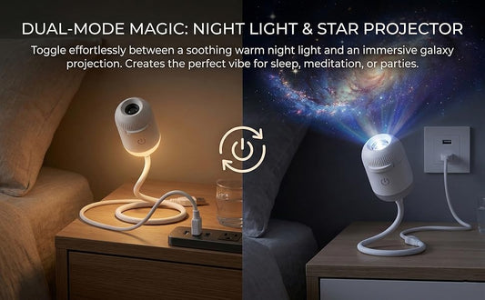 Mini 2in1 galaxy star projector night light